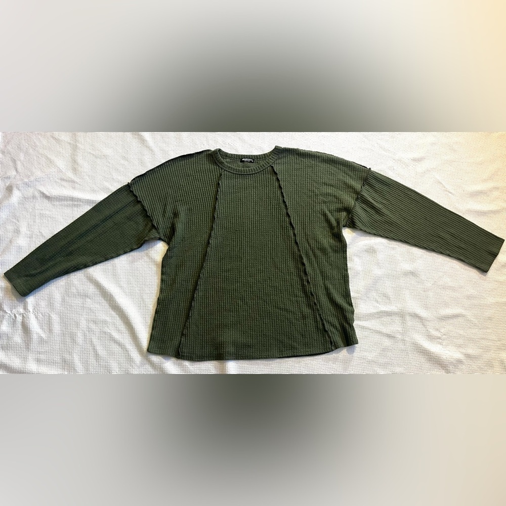 Heimish U.S.A. Women’s Green Ribbed Long Sleeve Top Size Large